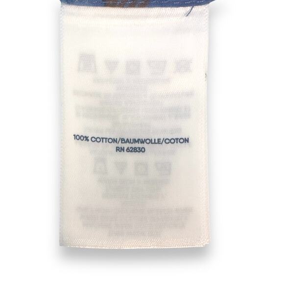 Lands' End Roll-Tab Poplin Boyfriend Tunic Shirt Size XL Cream Blue Ombre - Picture 11 of 13